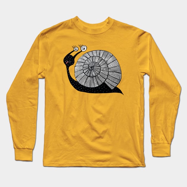 Funny Cartoon Snail With Spiral Eyes Long Sleeve T-Shirt by Boriana Giormova